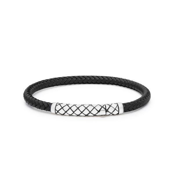 437BLK armband leder silber CROSSLINE Collection