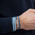 437BLU armband leder silber CROSSLINE Collection