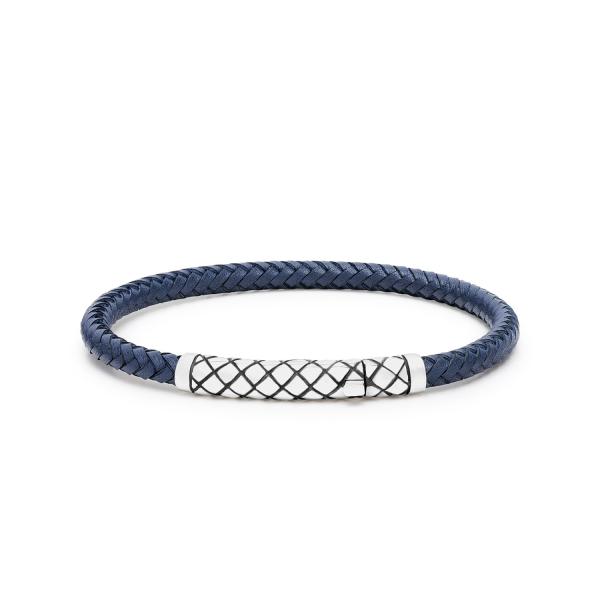 437BLU armband leder silber CROSSLINE Collection