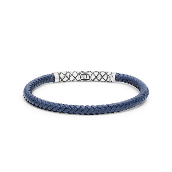 437BLU armband leder silber CROSSLINE Collection