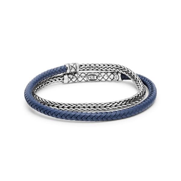 439BLU Wickelarmband leder silber CROSSLINE Collection