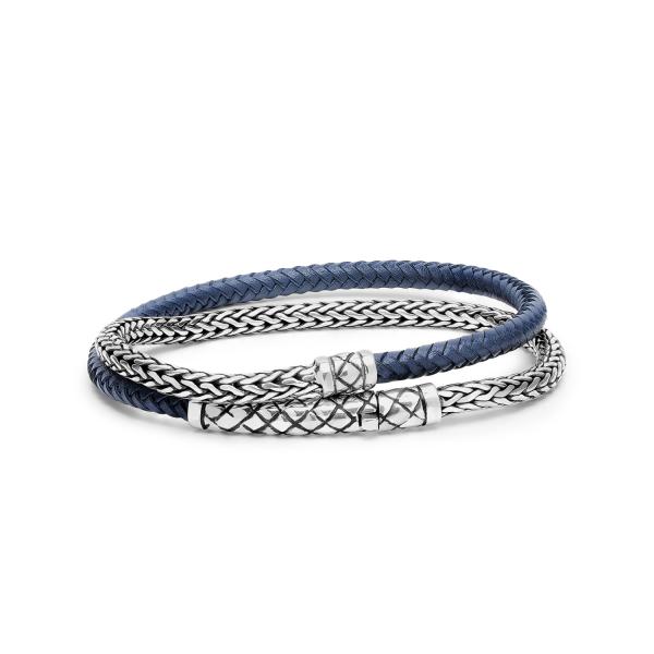 439BLU Wickelarmband leder silber CROSSLINE Collection