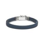 781BLU Armband Leder Silber ALPHA Collection