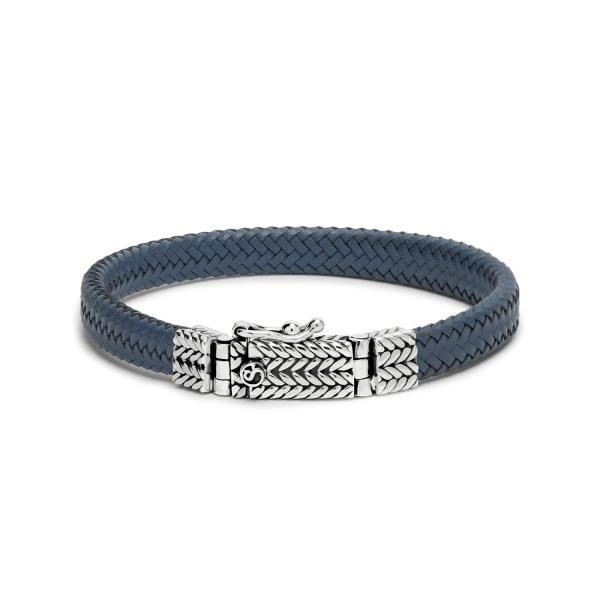 781BLU Armband Leder Silber ALPHA Collection