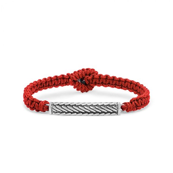 688RED bracelet rope silver WEAVE